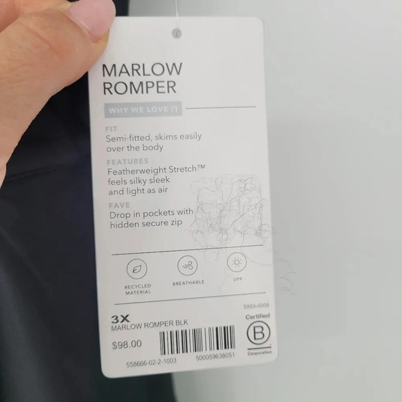 Nwt ATHLETA Marlow Romper Black shorts pullover size 3X - Picture 6 of 7